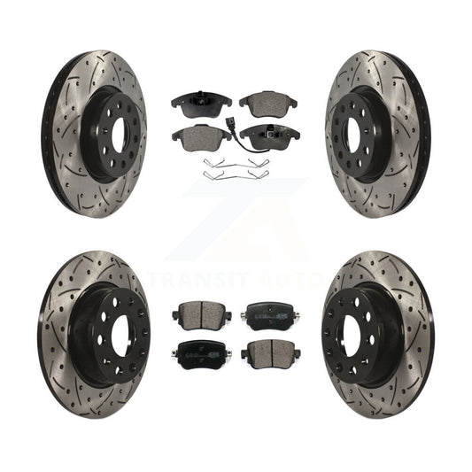 [Avant + Arrière] Kit de disque (percé rainuré revêtu) et plaquette (céramique) de frein pour Volkswagen Passat KDT-100591