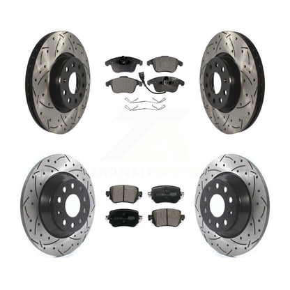 [Avant + Arrière] Kit de disque (percé rainuré revêtu) et plaquette (céramique) de frein pour 2016-2018 Audi Q3 Quattro KDT-100592