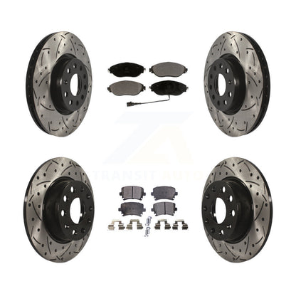 [Avant + Arrière] Kit de disque (percé rainuré revêtu) et plaquette (céramique) de frein pour 2015 Volkswagen GTI avec Performance Package KDT-100593