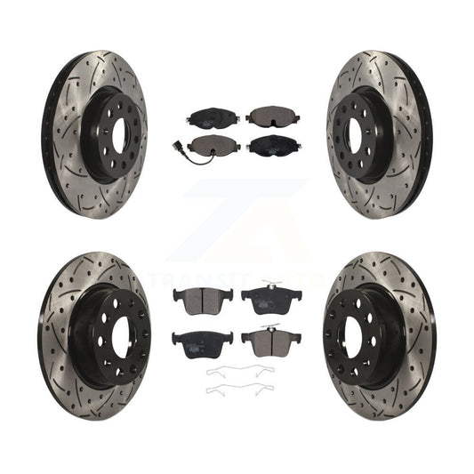 [Avant + Arrière] Kit de disque (percé rainuré revêtu) et plaquette (céramique) de frein pour Audi A3 Quattro Sportback e-tron Volkswagen Taos KDT-100594