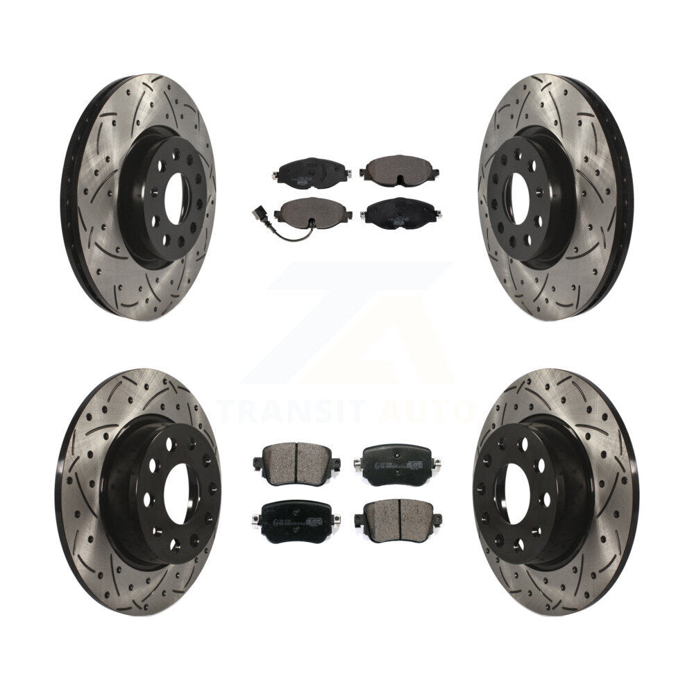 [Avant + Arrière] Kit de disque (percé rainuré revêtu) et plaquette (céramique) de frein pour Volkswagen GTI Golf Alltrack Passat KDT-100595