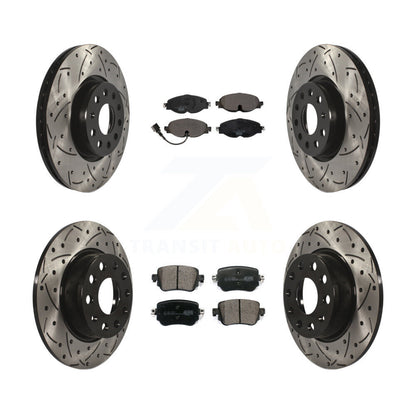 [Avant + Arrière] Kit de disque (percé rainuré revêtu) et plaquette (céramique) de frein pour Volkswagen GTI Golf Alltrack Passat KDT-100595