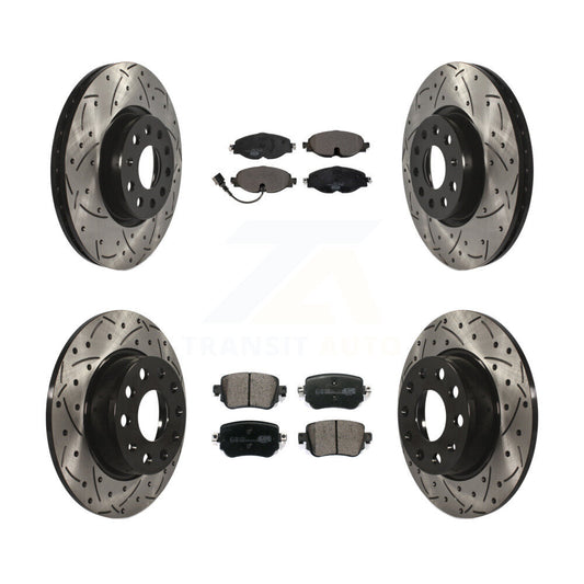 [Avant + Arrière] Kit de disque (percé rainuré revêtu) et plaquette (céramique) de frein pour Volkswagen GTI Golf Alltrack Passat KDT-100595