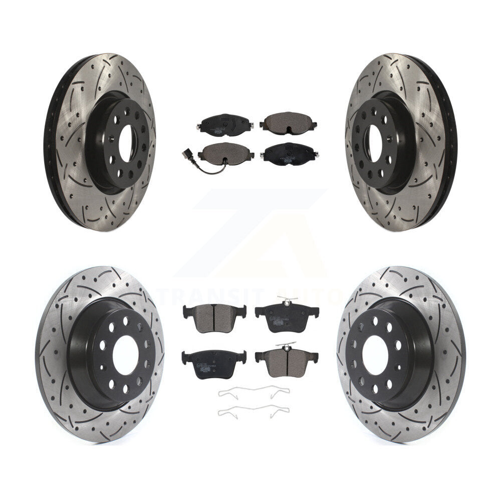 [Avant + Arrière] Kit de disque (percé rainuré revêtu) et plaquette (céramique) de frein pour Audi TT Quattro KDT-100596