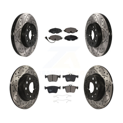 [Avant + Arrière] Kit de disque (percé rainuré revêtu) et plaquette (céramique) de frein pour Audi A3 Quattro Volkswagen e-Golf Taos KDT-100597