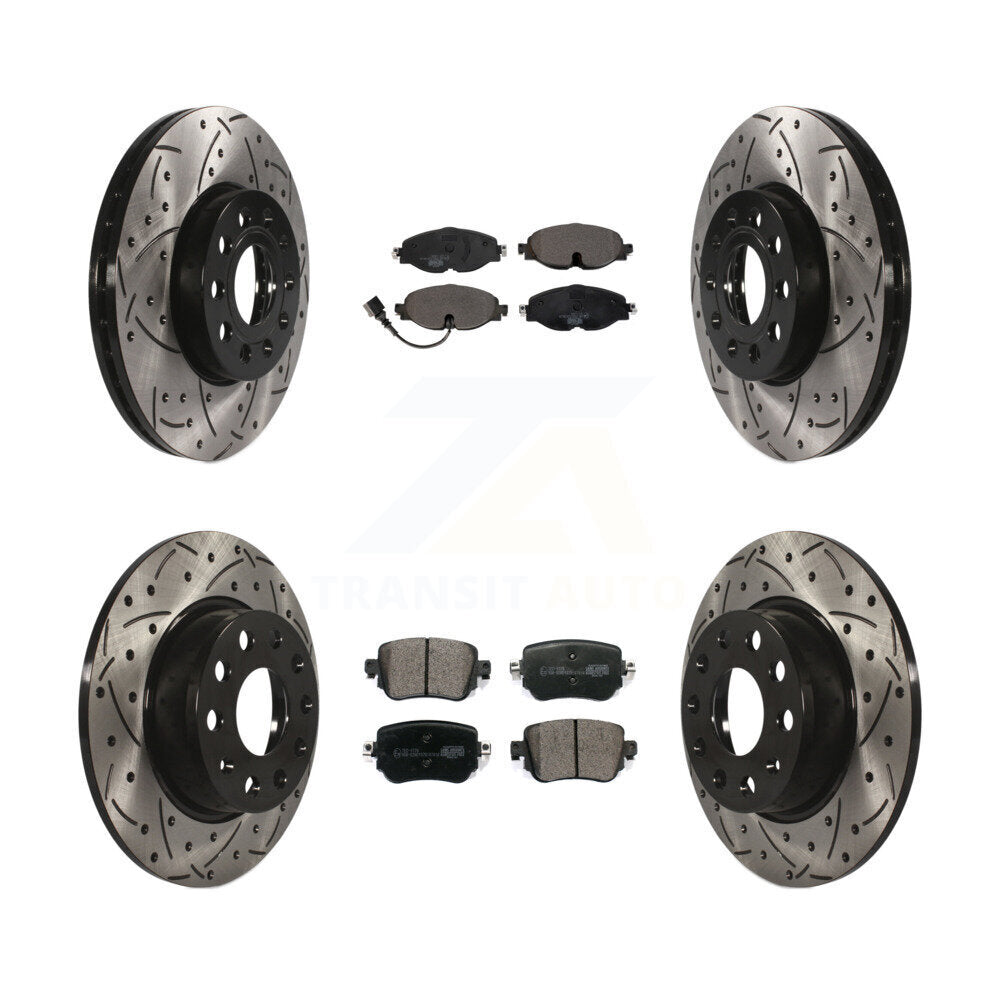 [Avant + Arrière] Kit de disque (percé rainuré revêtu) et plaquette (céramique) de frein pour Volkswagen Golf SportWagen KDT-100598