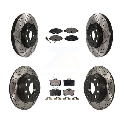 [Avant + Arrière] Kit de disque (percé rainuré revêtu) et plaquette (céramique) de frein pour 2015 Volkswagen Golf SportWagen TDI SE SEL Highline Comfortline Trendline S KDT-100600
