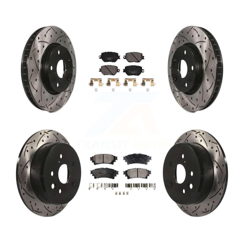 [Avant + Arrière] Kit de disque (percé rainuré revêtu) et plaquette (céramique) de frein pour Lexus IS250 KDT-100601