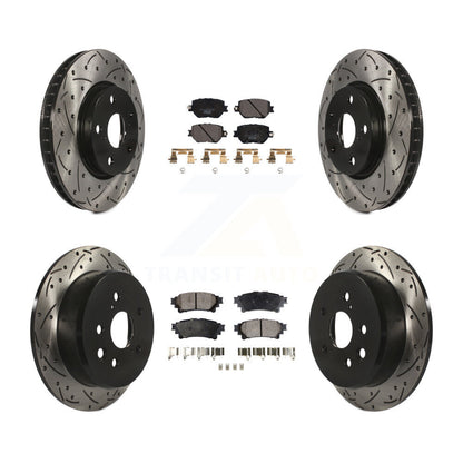 [Avant + Arrière] Kit de disque (percé rainuré revêtu) et plaquette (céramique) de frein pour Lexus IS250 KDT-100601
