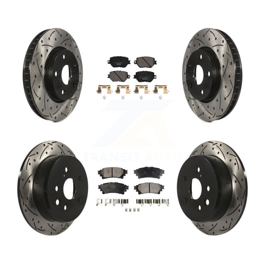 [Avant + Arrière] Kit de disque (percé rainuré revêtu) et plaquette (céramique) de frein pour Lexus IS250 KDT-100601