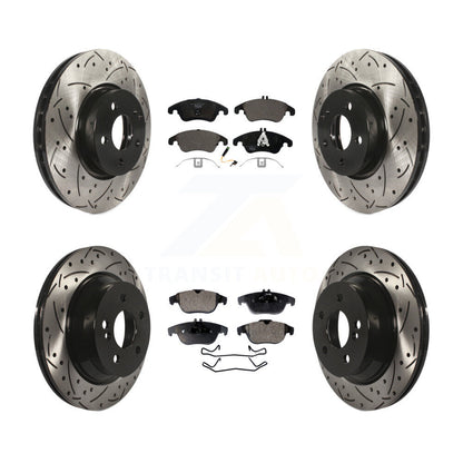 [Avant + Arrière] Kit de disque (percé rainuré revêtu) et plaquette (céramique) de frein pour 2014 Mercedes-Benz E350 Convertible Coupe avec 322mm Diameter Rotor KDT-100603