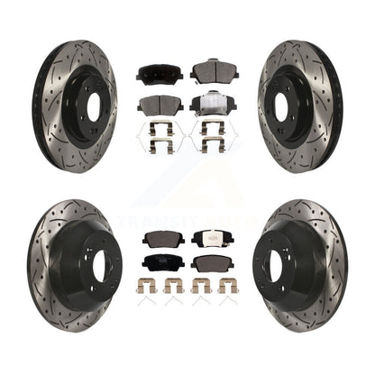 [Avant + Arrière] Kit de disque (percé rainuré revêtu) et plaquette (céramique) de frein pour Kia Sorento Hyundai Santa Fe Sport KDT-100605