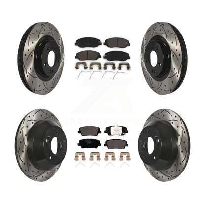 [Avant + Arrière] Kit de disque (percé rainuré revêtu) et plaquette (céramique) de frein pour Hyundai Santa Fe XL KDT-100606