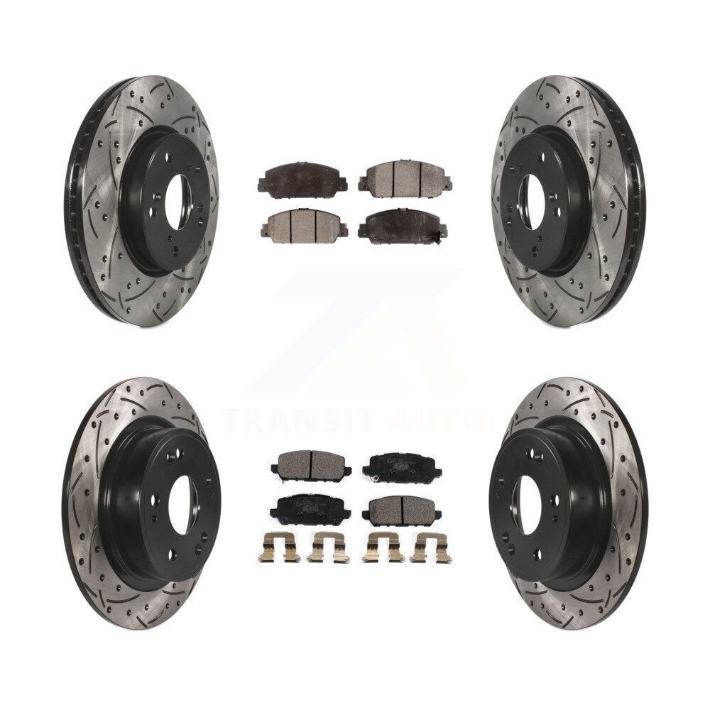 [Avant + Arrière] Kit de disque (percé rainuré revêtu) et plaquette (céramique) de frein pour 2016-2022 Honda HR-V KDT-100608