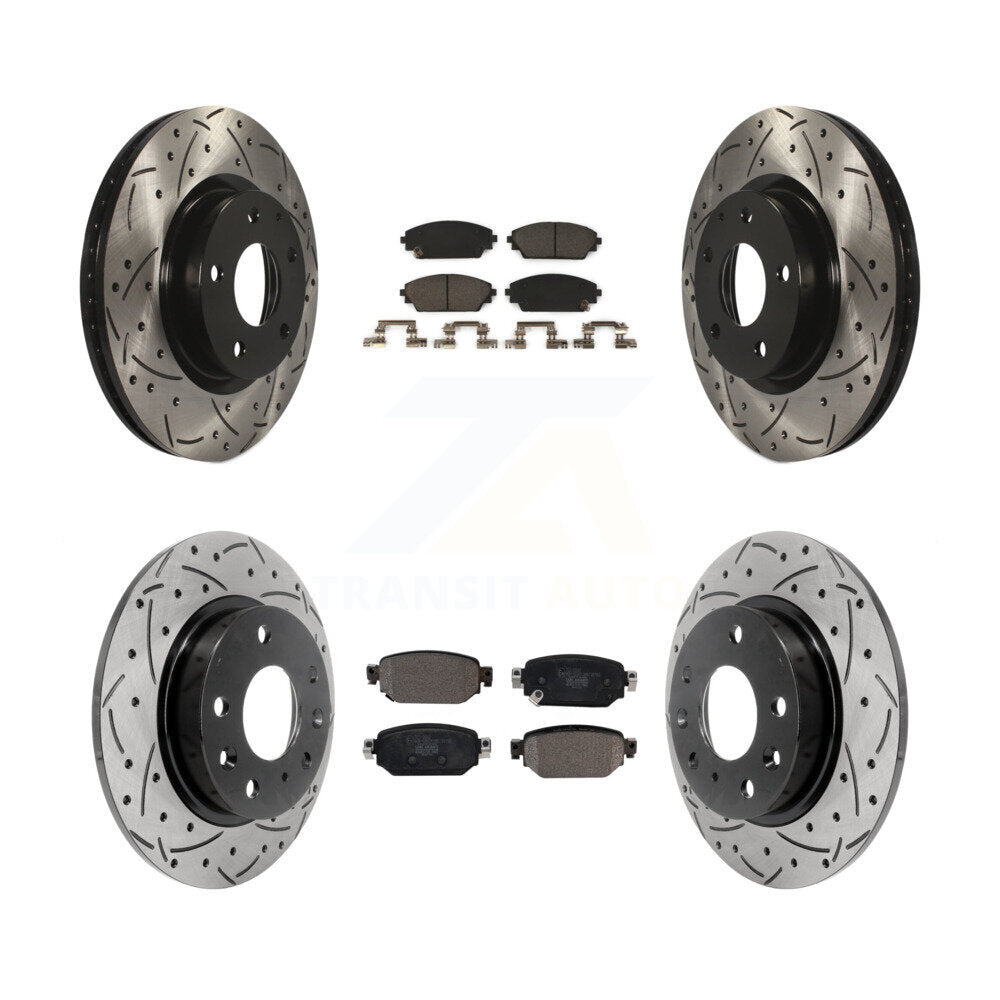 [Avant + Arrière] Kit de disque (percé rainuré revêtu) et plaquette (céramique) de frein pour 2019-2021 Mazda CX-3 AWD KDT-100609