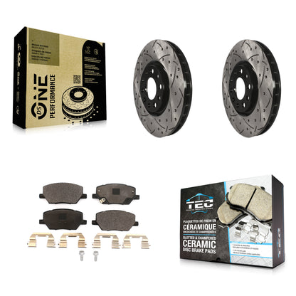 [Avant] Kit de disque (percé rainuré revêtu) et plaquette (céramique) de frein pour Jeep Renegade Compass Fiat 500X KDT-100613