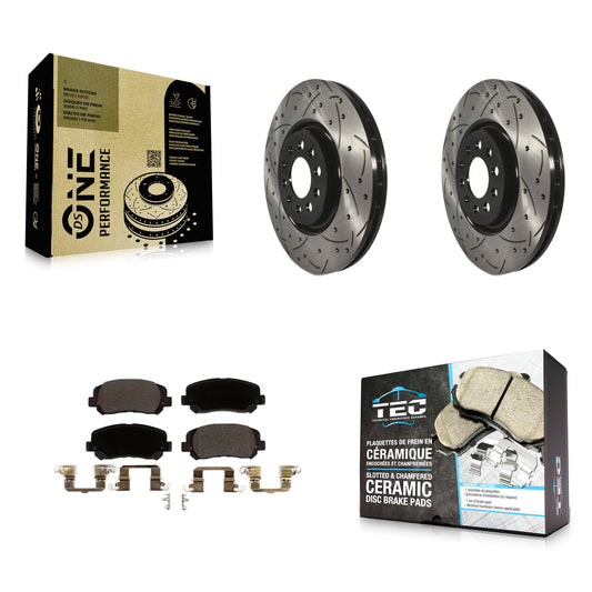[Avant] Kit de disque (percé rainuré revêtu) et plaquette (céramique) de frein pour Jeep Cherokee Chrysler 200 KDT-100614