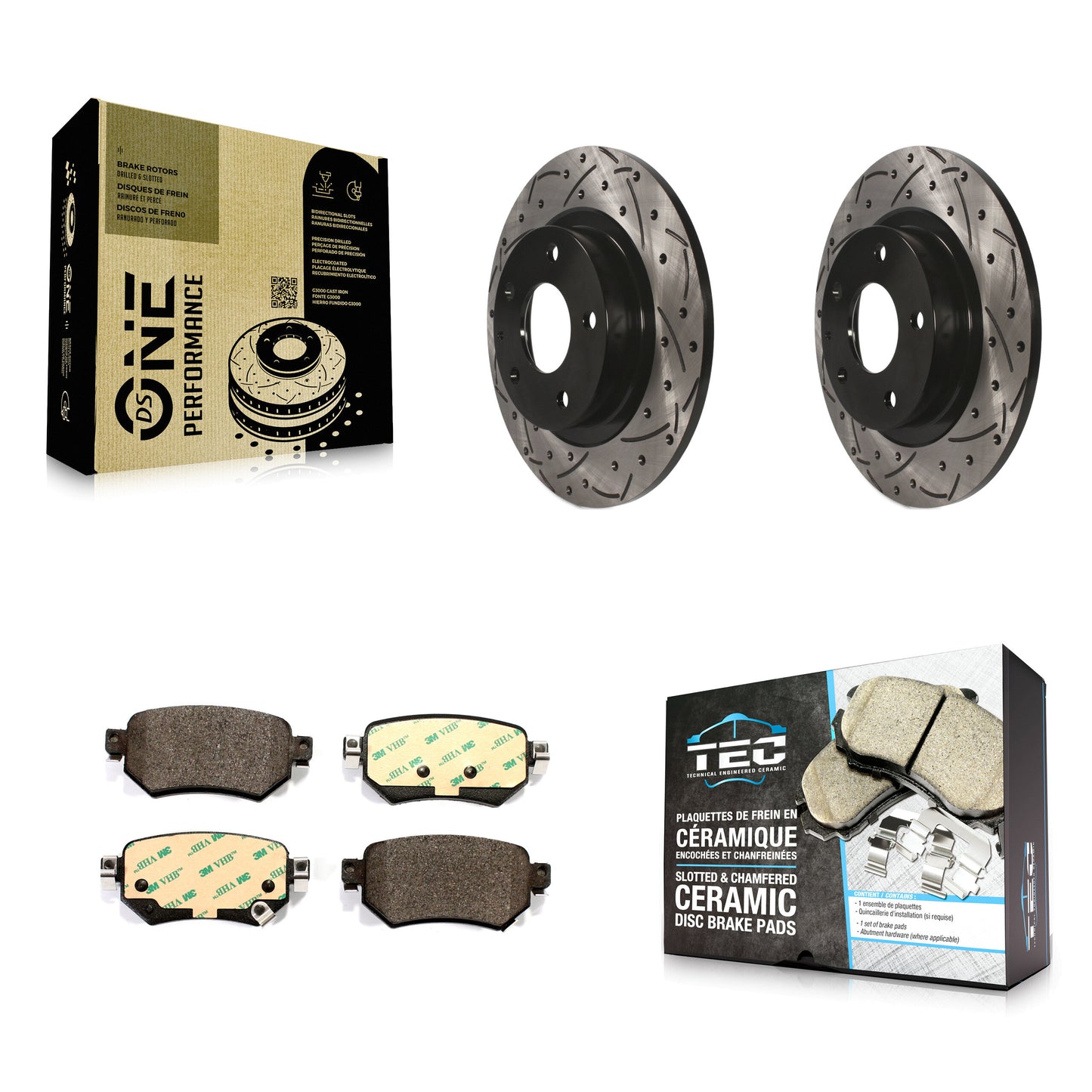 [Arrière] Kit de disque (percé rainuré revêtu) et plaquette (céramique) de frein pour 2016-2021 Mazda 6 KDT-100621