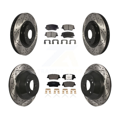 [Avant + Arrière] Kit de disque (percé rainuré revêtu) et plaquette (céramique) de frein pour 2014-2015 Kia Sorento avec Red Painted Calipers KDT-100625