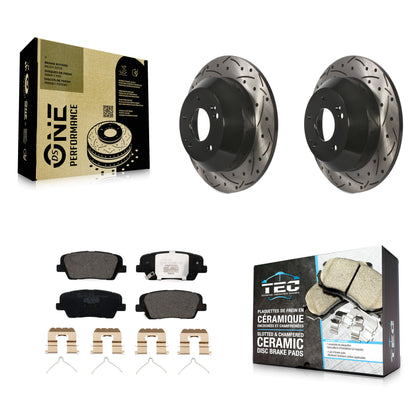 [Arrière] Kit de disque (percé rainuré revêtu) et plaquette (céramique) de frein pour 2014-2015 Kia Sorento avec Red Painted Calipers KDT-100627