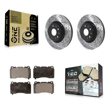 [Avant] Kit de disque (percé rainuré revêtu) et plaquette (céramique) de frein pour Cadillac CTS CT6 Chevrolet Camaro KDT-100629