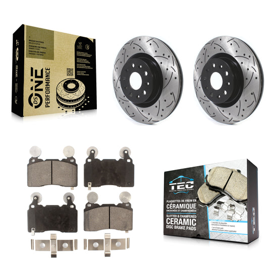 [Avant] Kit de disque (percé rainuré revêtu) et plaquette (céramique) de frein pour Cadillac CTS Chevrolet Camaro CT6 KDT-100631