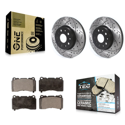 [Avant] Kit de disque (percé rainuré revêtu) et plaquette (céramique) de frein pour Chevrolet Camaro Cadillac CTS CT6 KDT-100632