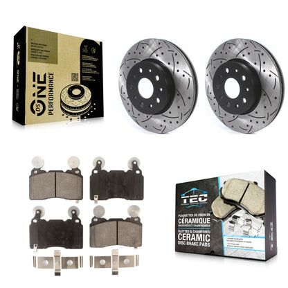 [Avant] Kit de disque (percé rainuré revêtu) et plaquette (céramique) de frein pour Cadillac CTS Chevrolet Camaro KDT-100636