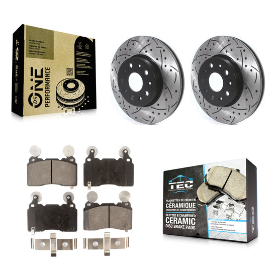 [Avant] Kit de disque (percé rainuré revêtu) et plaquette (céramique) de frein pour Cadillac CTS Chevrolet Camaro KDT-100636