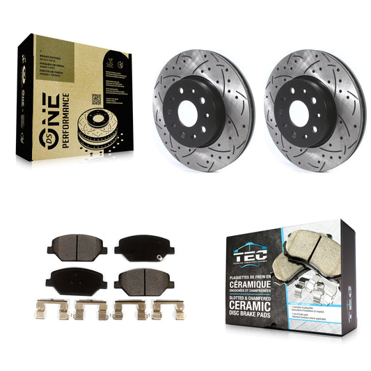 [Avant] Kit de disque (percé rainuré revêtu) et plaquette (céramique) de frein pour Chevrolet Camaro sans Brembo Calipers KDT-100637