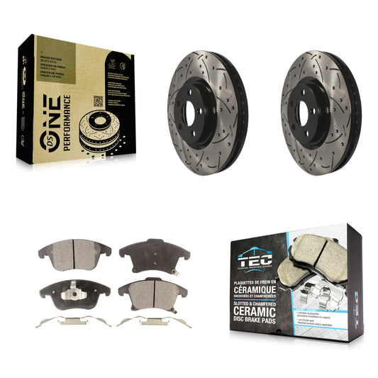 [Avant] Kit de disque (percé rainuré revêtu) et plaquette (céramique) de frein pour 2019-2020 Ford Police Responder Hybrid SSV Plug-In KDT-100638