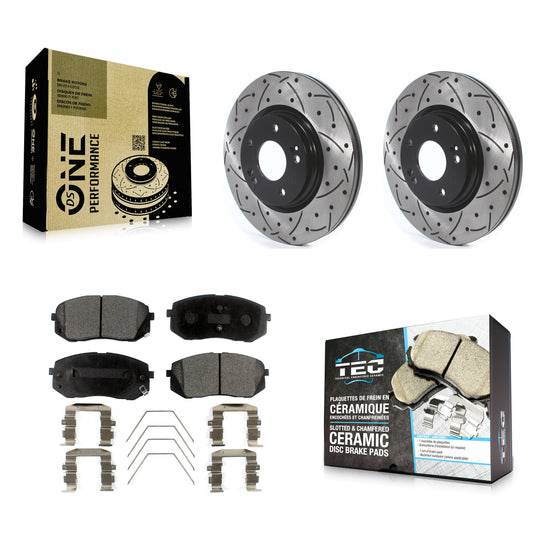 [Avant] Kit de disque (percé rainuré revêtu) et plaquette (céramique) de frein pour Kia Soul Hyundai Kona Elantra GT Veloster Forte Seltos KDT-100649