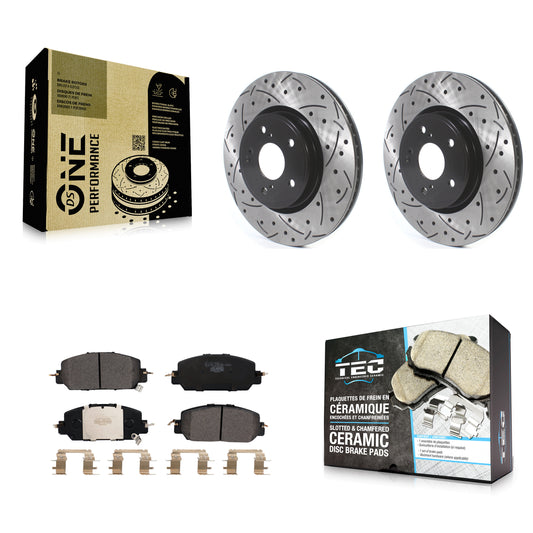[Avant] Kit de disque (percé rainuré revêtu) et plaquette (céramique) de frein pour Honda CR-V KDT-100653