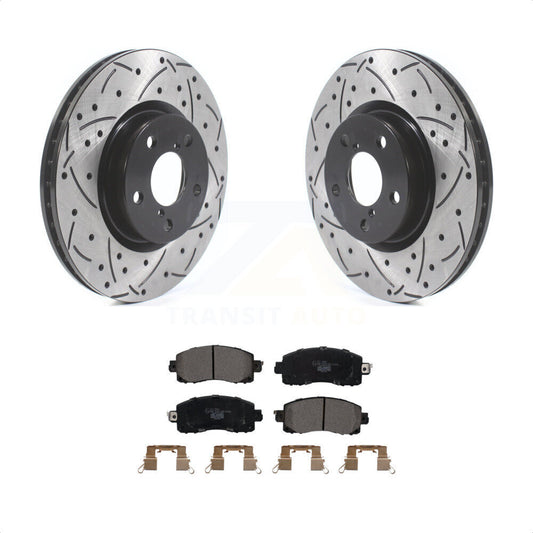 [Avant] Kit de disque (percé rainuré revêtu) et plaquette (céramique) de frein pour 2017-2021 Subaru Impreza avec 276mm Diameter Rotor KDT-100655 par Transit Auto