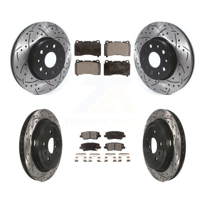 [Avant + Arrière] Kit de disque (percé rainuré revêtu) et plaquette (céramique) de frein pour Cadillac CTS KDT-100661