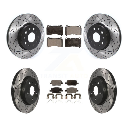 [Avant + Arrière] Kit de disque (percé rainuré revêtu) et plaquette (céramique) de frein pour Chevrolet Camaro KDT-100662