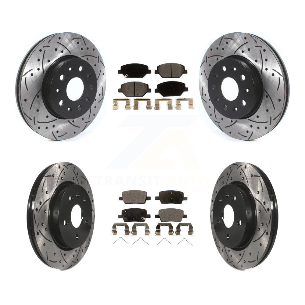 [Avant + Arrière] Kit de disque (percé rainuré revêtu) et plaquette (céramique) de frein pour Chevrolet Camaro sans Brembo Calipers KDT-100666