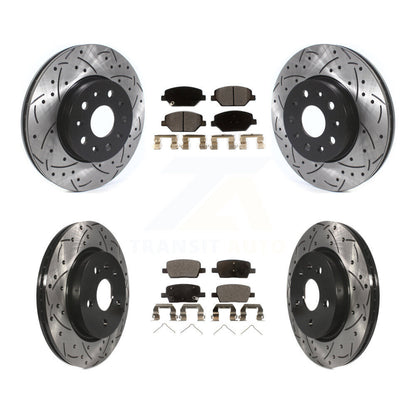 [Avant + Arrière] Kit de disque (percé rainuré revêtu) et plaquette (céramique) de frein pour Chevrolet Camaro sans Brembo Calipers KDT-100666