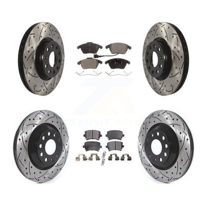 [Avant + Arrière] Kit de disque (percé rainuré revêtu) et plaquette (céramique) de frein pour 2009-2010 Volkswagen Passat CC avec 312mm Diameter Rotor KDT-100669