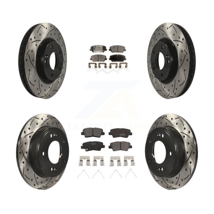 [Avant + Arrière] Kit de disque (percé rainuré revêtu) et plaquette (céramique) de frein pour Hyundai Veloster KDT-100670
