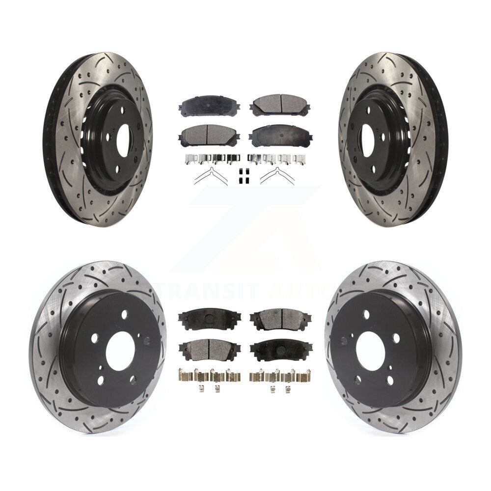 [Avant + Arrière] Kit de disque (percé rainuré revêtu) et plaquette (céramique) de frein pour Lexus NX200t NX300 NX300h KDT-100672