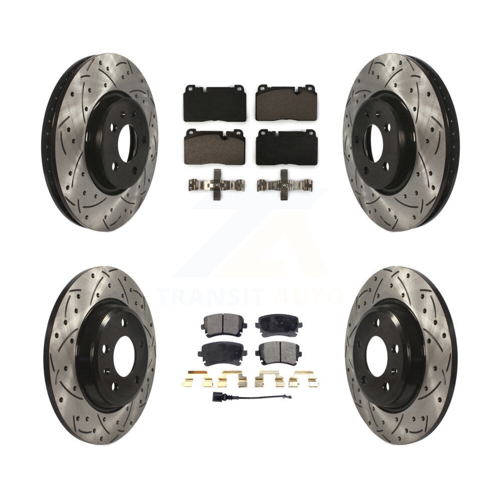 [Avant + Arrière] Kit de disque (percé rainuré revêtu) et plaquette (céramique) de frein pour 2016 Audi Q5 FLEX engine KDT-100674