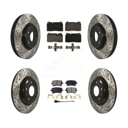 [Avant + Arrière] Kit de disque (percé rainuré revêtu) et plaquette (céramique) de frein pour 2016 Audi Q5 FLEX engine KDT-100674