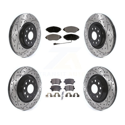 [Avant + Arrière] Kit de disque (percé rainuré revêtu) et plaquette (céramique) de frein pour Volkswagen GTI KDT-100678