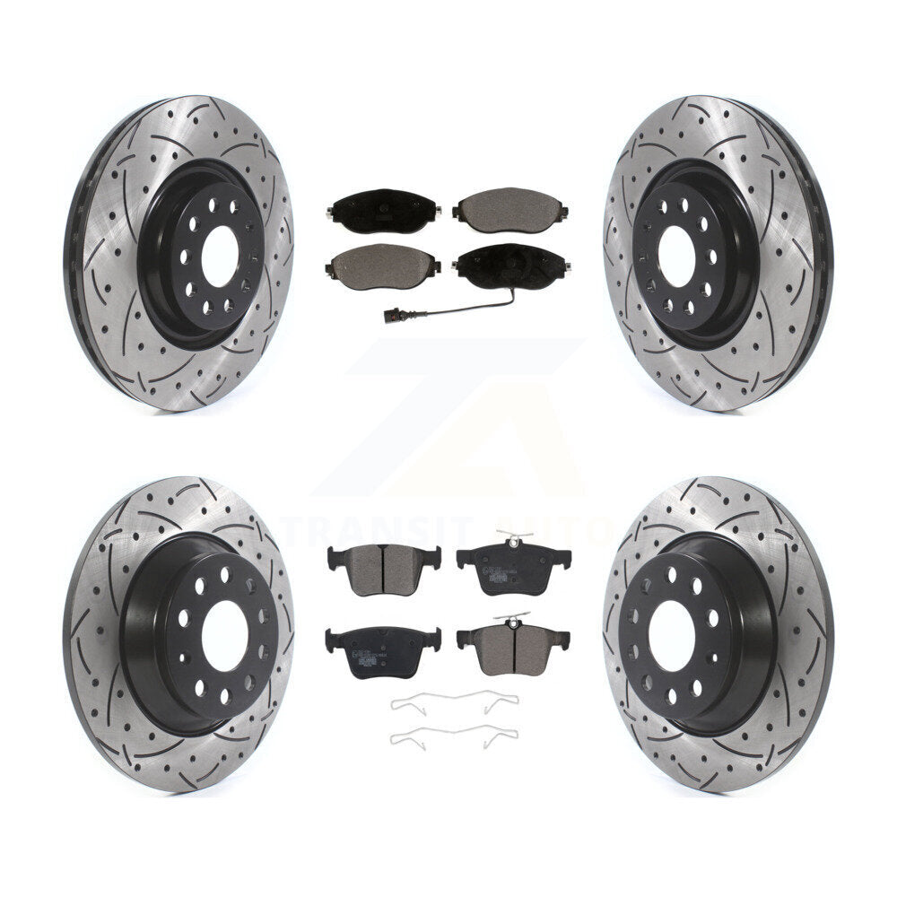[Avant + Arrière] Kit de disque (percé rainuré revêtu) et plaquette (céramique) de frein pour Volkswagen Tiguan Jetta KDT-100680
