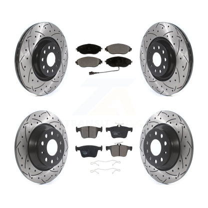 [Avant + Arrière] Kit de disque (percé rainuré revêtu) et plaquette (céramique) de frein pour Volkswagen Tiguan Jetta KDT-100680