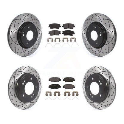 [Avant + Arrière] Kit de disque (percé rainuré revêtu) et plaquette (céramique) de frein pour 2017-2020 Hyundai Elantra 1.6L KDT-100684