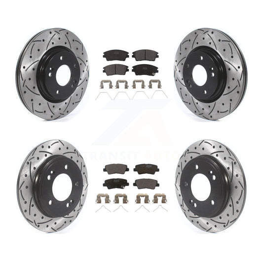 [Avant + Arrière] Kit de disque (percé rainuré revêtu) et plaquette (céramique) de frein pour 2017-2020 Hyundai Elantra 1.6L KDT-100684