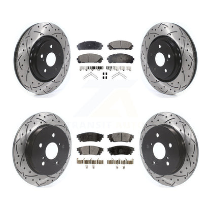 [Avant + Arrière] Kit de disque (percé rainuré revêtu) et plaquette (céramique) de frein pour Toyota Camry Avalon TRD KDT-100687