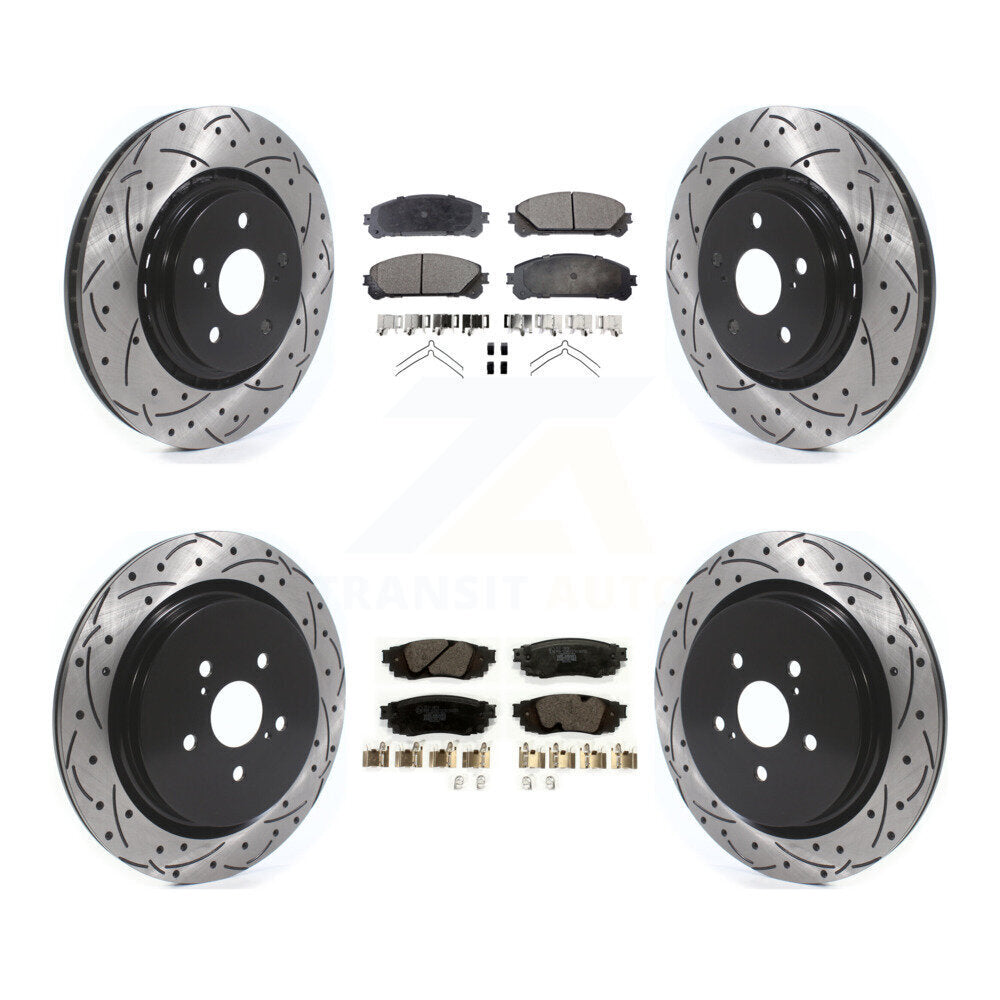 [Avant + Arrière] Kit de disque (percé rainuré revêtu) et plaquette (céramique) de frein pour Lexus RX350 RX450h RX350L RX450hL KDT-100688